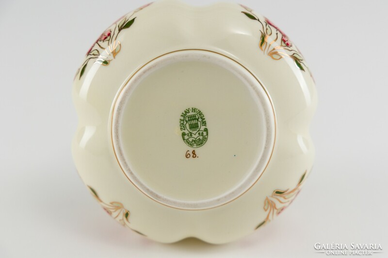 Zsolnay porcelain, caspo with wavy edges, marked, numbered