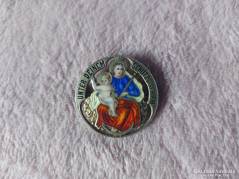 Madonna antique Catholic amulet (silver-gold-fire enamel)