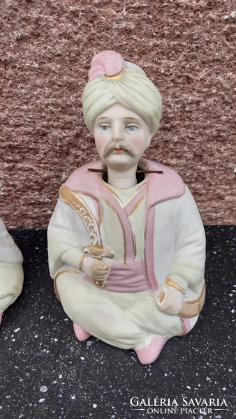 Régi viktoriánus Német biszkvit porcelán, mozgó fejű pár szobrok, figurák