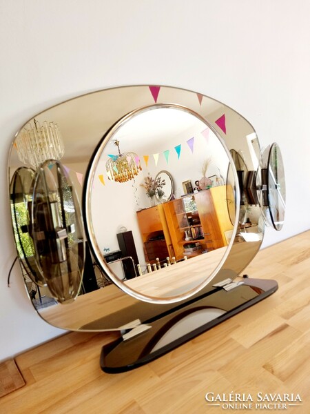 Exclusive mid-century crystal glass mirror with lamps