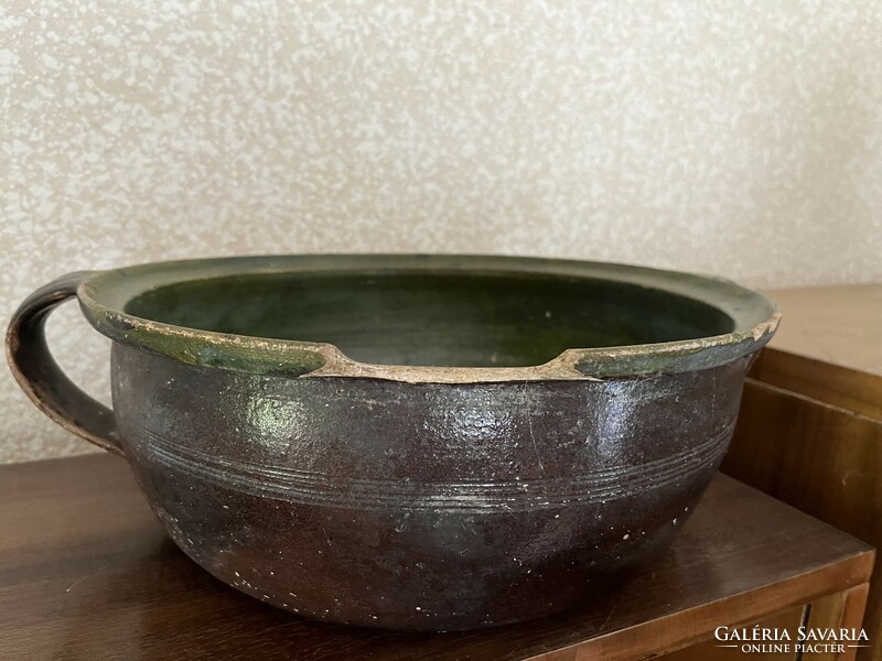 Antique glazed earthenware ceramic pot large size