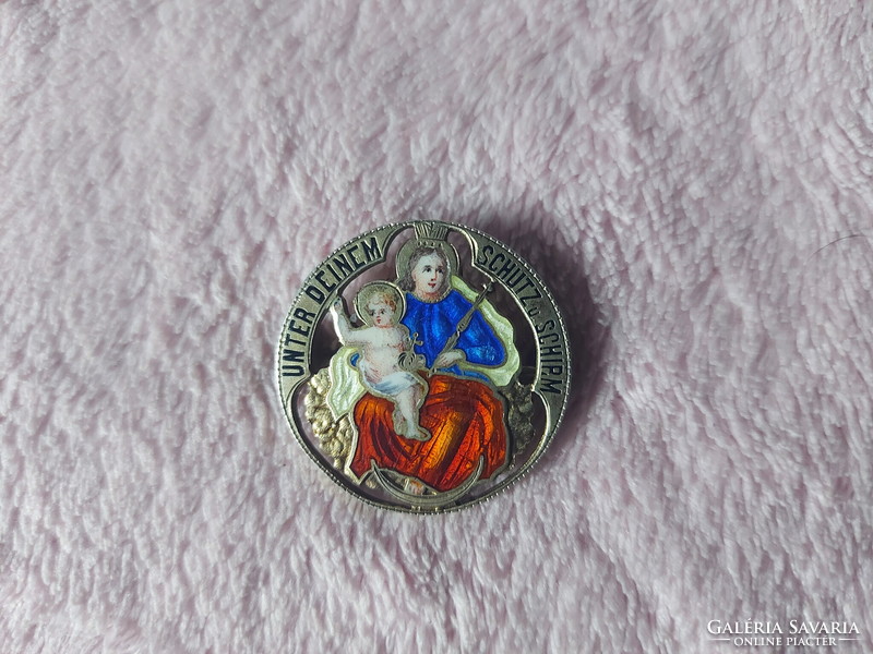 Madonna antique Catholic amulet (silver-gold-fire enamel)