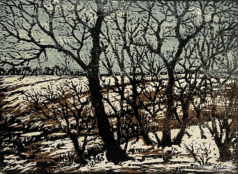 Edge of the forest by Mátyás Réti (1922-2002) (lino cut) /invoice provided/