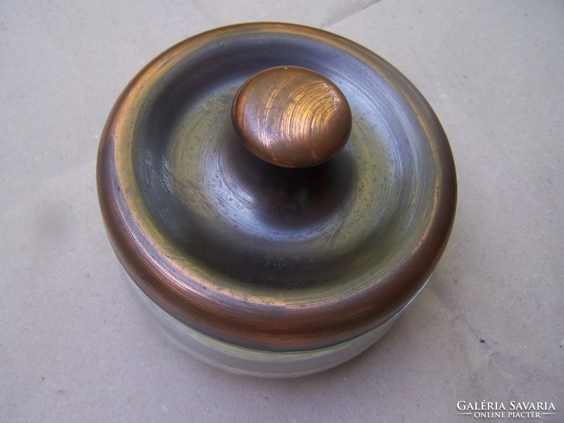 Artisan retro bonboniere with antique bronze lid