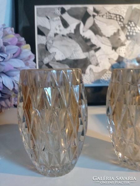 Beautifully shiny, thick glass candle holder, 13 cm, 2 pieces in one