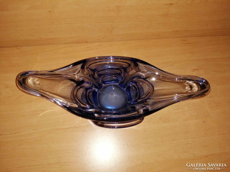 Bohemia vastag kék üveg kínáló tál - 15*36 cm (32/d)