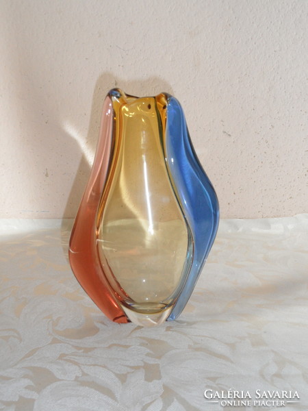 Frantisek Zemek színes cseh öntött üveg váza