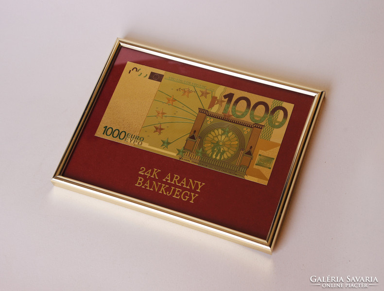 1000 euro fantáziaveret bankjegy aranyozva és keretezve