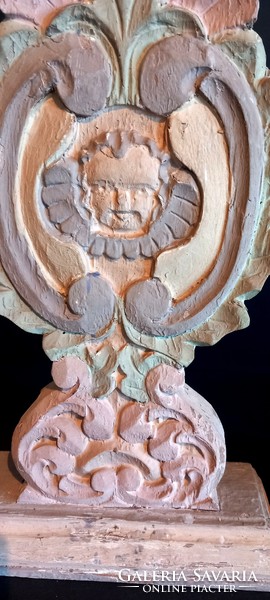 Spanyol 45 cm antik  fa puttós gyertyatartó párban ALKUDHATÓ