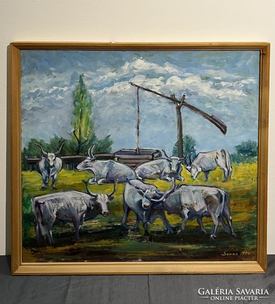 János Seres (1920-2004) herding oxen, 1994 (gallery work) /invoice provided/