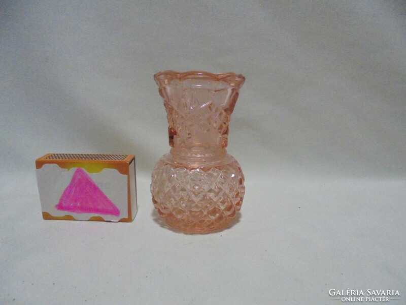 Pink glass violet vase