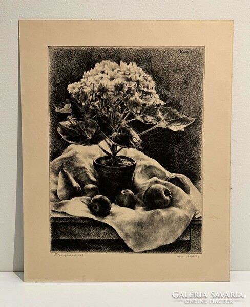 Terezia Kiss (1928- ) flower still life (etching) /invoice provided/
