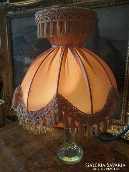 Pink silk fringed lampshade