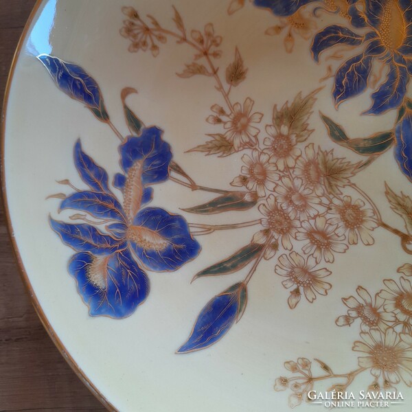 Pair of antique Zsolnay floral wall plates