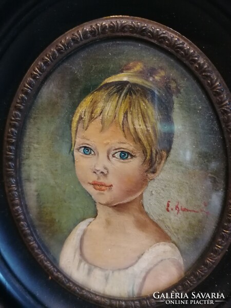 Antik bieder gyermek portré festmények párban