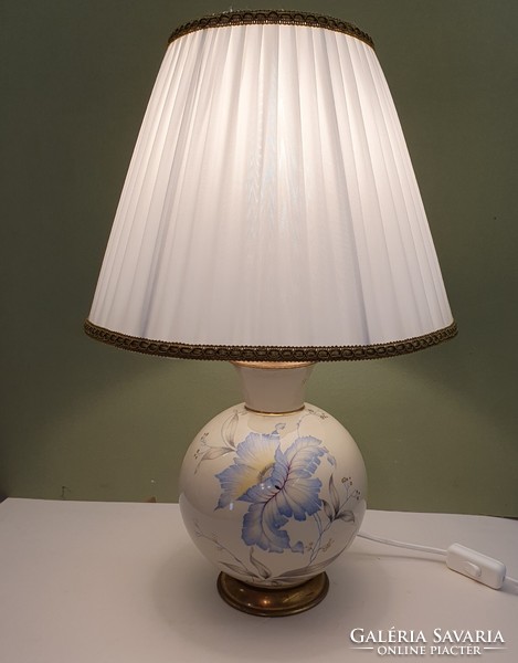 Large porcelain table lamp with a new elegant snow-white lampshade