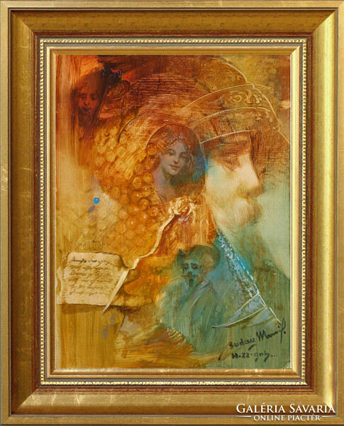 Mihály Buday: The knight - framed 43x34cm - artwork: 33x24cm - by23/741