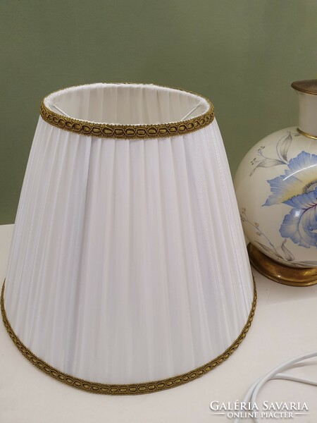 Large porcelain table lamp with a new elegant snow-white lampshade