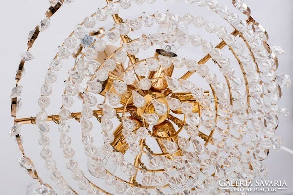Impozáns kristály csillár , aranyozott réz és üveg  , Ausztria 1970 körül - 1403