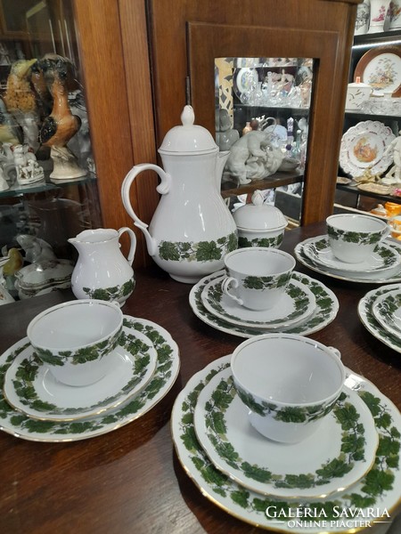 German, Germany burg lindau grape leaf 5 person coffee and tea porcelain breakfast set, set.