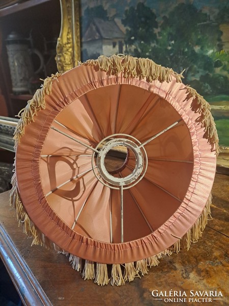 Pink silk fringed lampshade