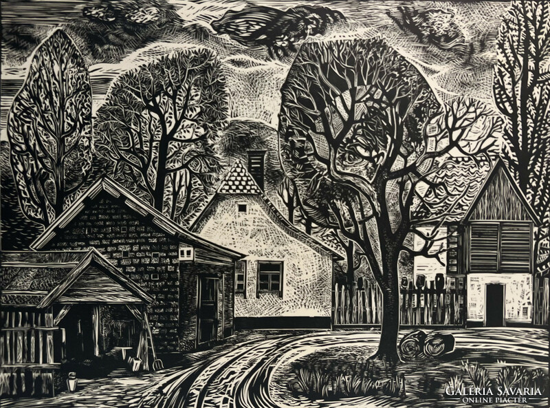 Ferenc Bordás (1911-1982) farm (lino cut) /invoice provided/