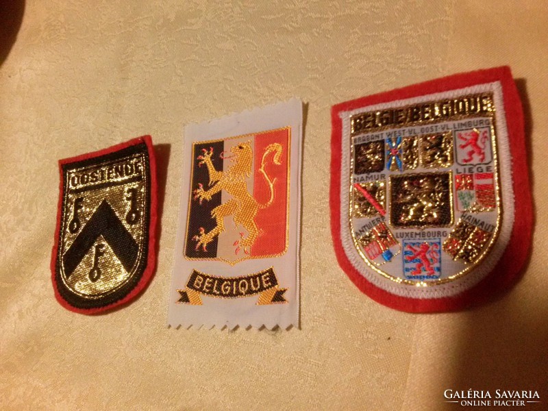 3 db felvarrható retró belga szuvenír címer: Belgium, Oostende
