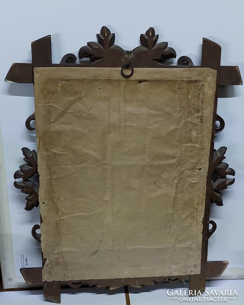 Antique home blessing in carved grape frame, wooden picture frame