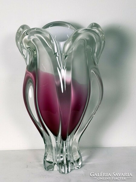 Josef Hospodka cseh Bohemia művész üveg váza , 1960's - 5389