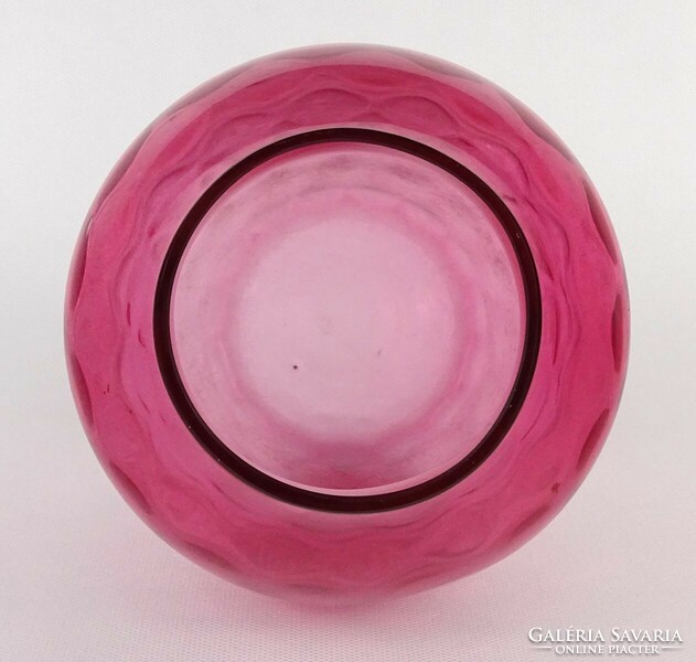 1O142 antique pink blown glass vase with lens 17 cm