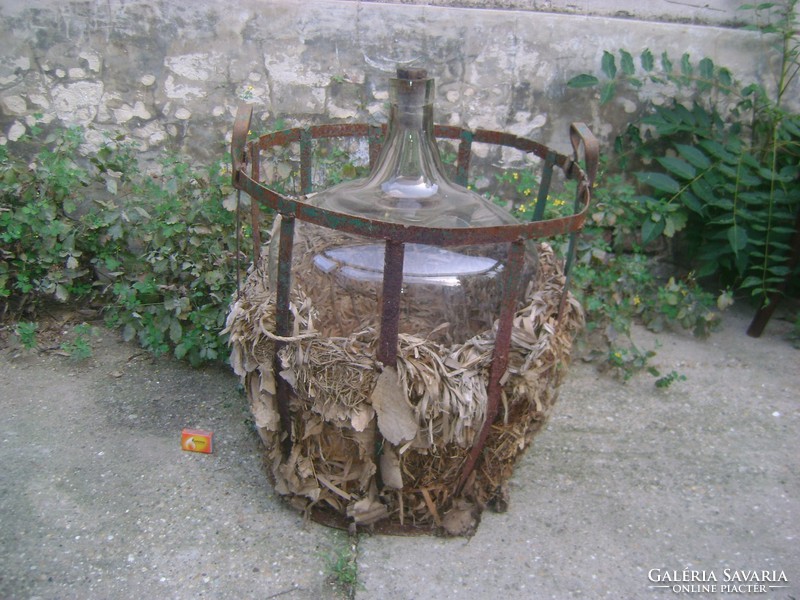 Old glass balloon in demizon metal holder - large size