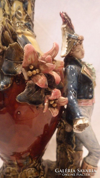 Antique porcelain rococo vase with statue