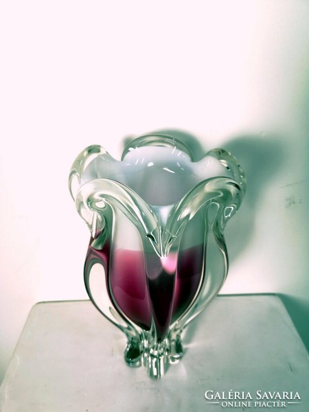 Josef Hospodka cseh Bohemia művész üveg váza , 1960's - 5389