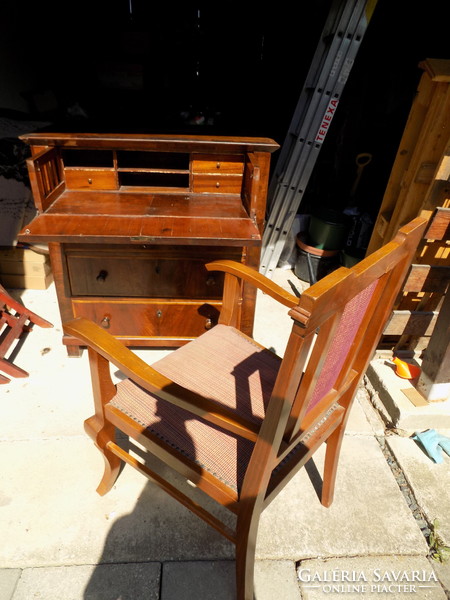 Biedermeier secretary desk for renovation + upholstered chair!