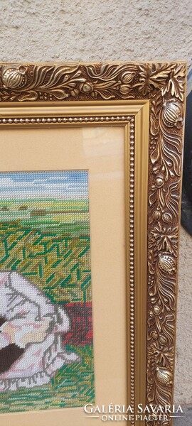Glazed gold-wood picture frame, frame 43x53 cm
