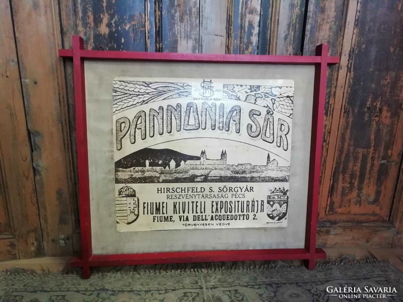 Pannonia beer advertisement, poster, early photo enlargement, printed on canvas, old advertising material, before the 2nd World War