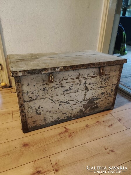 Old wooden chest with hardware