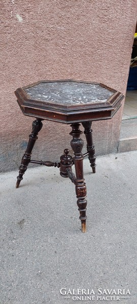 Three-legged marble tin old German table