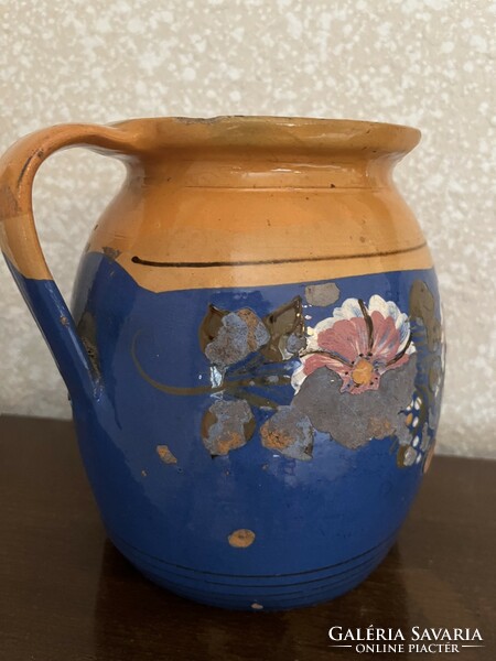 Antique blue-glazed earthenware pot