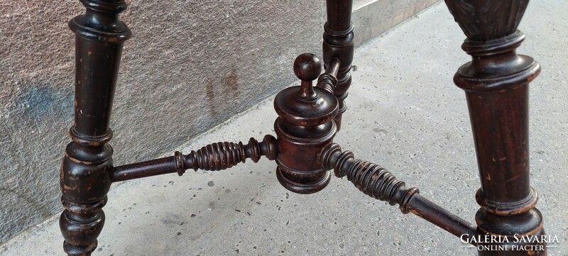 Three-legged marble tin old German table