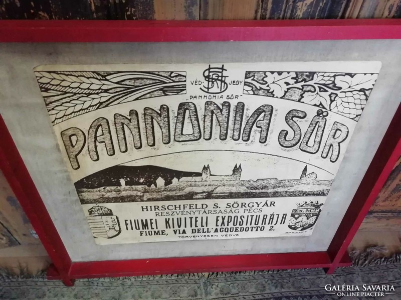 Pannonia sörreklám, plakát, korai fotó nagyítás, vászonra kasírozva, régi reklámanyag, 2. VH előtti