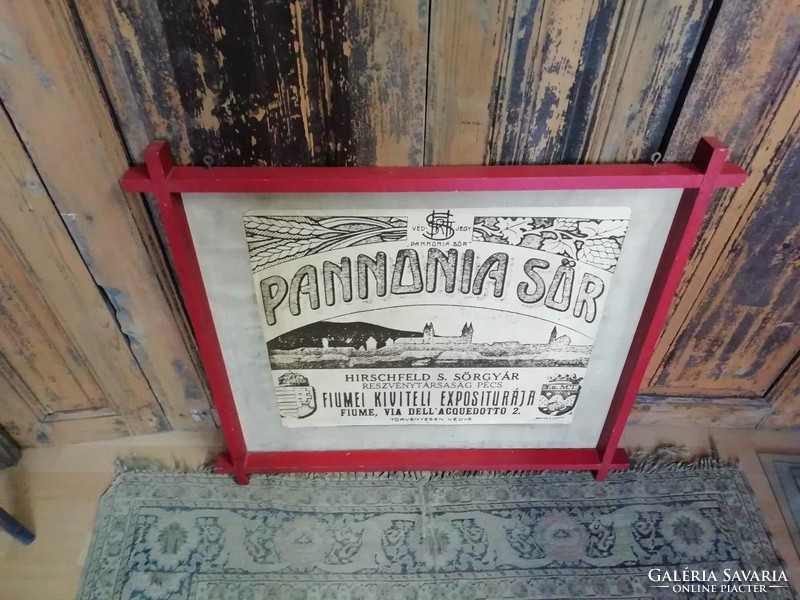 Pannonia beer advertisement, poster, early photo enlargement, printed on canvas, old advertising material, before the 2nd World War