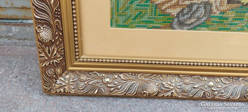 Üvegezett arany-fa képkeret, falc 43x53 cm