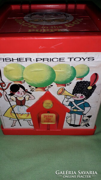 Régi FISHER PRICE - JACK IN THE BOX - mókás működő dobozból előugró hangot adó baba játék