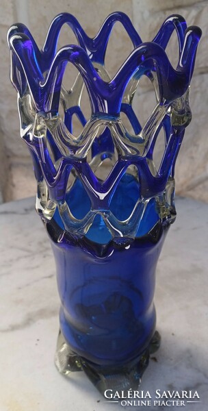 Beautiful hand-blown huta vase, colorful uvera, art deco, retro. Czech murano