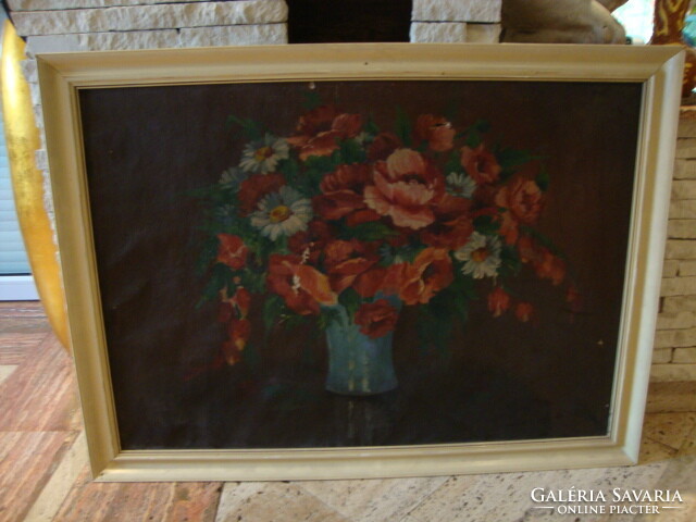 Bene S. virágcsendélet olaj-vászon festmény 81x110