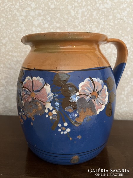 Antique blue-glazed earthenware pot