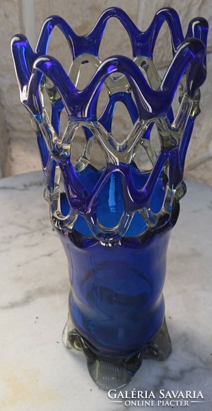 Beautiful hand-blown huta vase, colorful uvera, art deco, retro. Czech murano