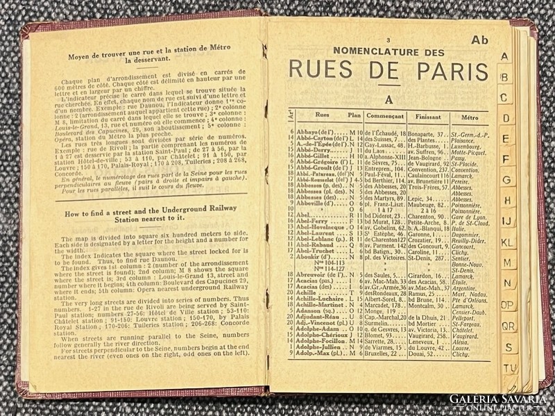 Párizs térkép (1966) autóbusz és metrómenetrenddel