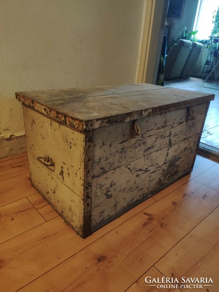 Old wooden chest with hardware